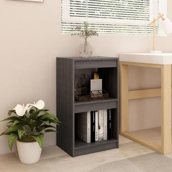 vidaXL bogreol 40x30x71,5 cm massivt fyrretræ grå