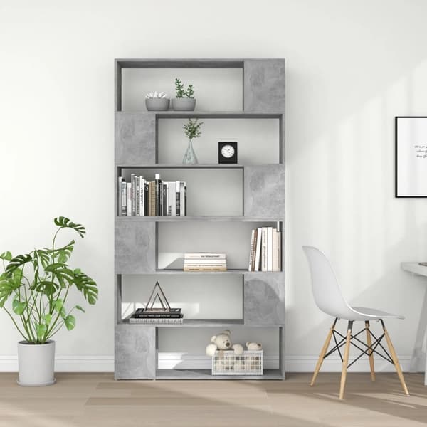vidaXL Bokhylle/romdeler betonggrå 100x24x188 cm