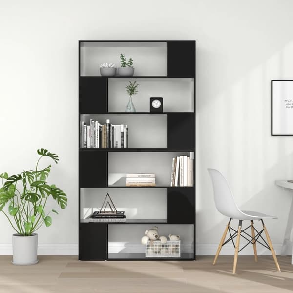 vidaXL bogskab/rumdeler 100x24x188 cm spånplade sort højglans