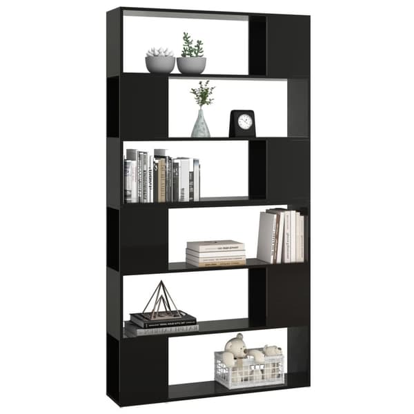 vidaXL bogskab/rumdeler 100x24x188 cm spånplade sort højglans