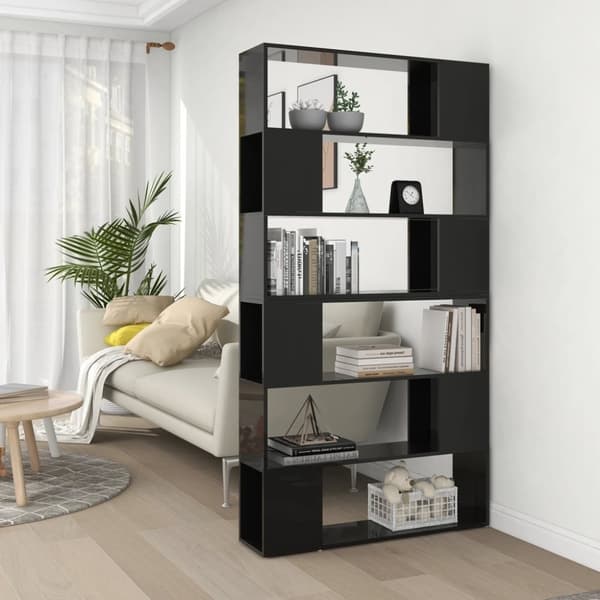vidaXL bogskab/rumdeler 100x24x188 cm spånplade sort højglans