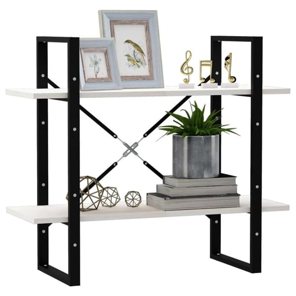vidaXL bogreol med 2 hylder 80x30x70 cm massivt fyrretræ hvid