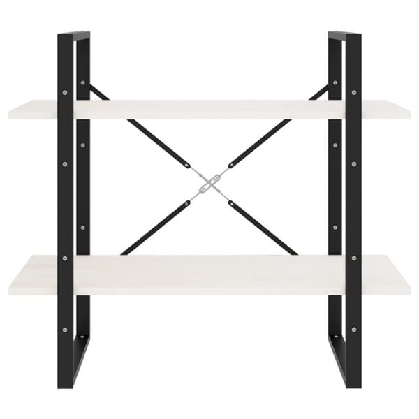 vidaXL bogreol med 2 hylder 80x30x70 cm massivt fyrretræ hvid