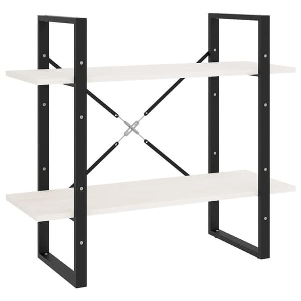 vidaXL bogreol med 2 hylder 80x30x70 cm massivt fyrretræ hvid