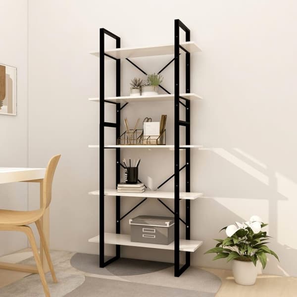 vidaXL bogreol med 5 hylder 80x30x175 cm fyrretræ hvid