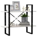 Miniatyrbild 5 av 10: vidaXL Bokhylla 2 hyllplan vit 80x30x70 cm massiv furu