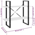 Miniatyrbild 9 av 10: vidaXL Bokhylla 2 hyllplan vit 80x30x70 cm massiv furu