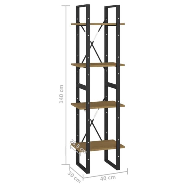 vidaXL bogreol 40x30x140 cm 4 hylder massivt fyrretræ
