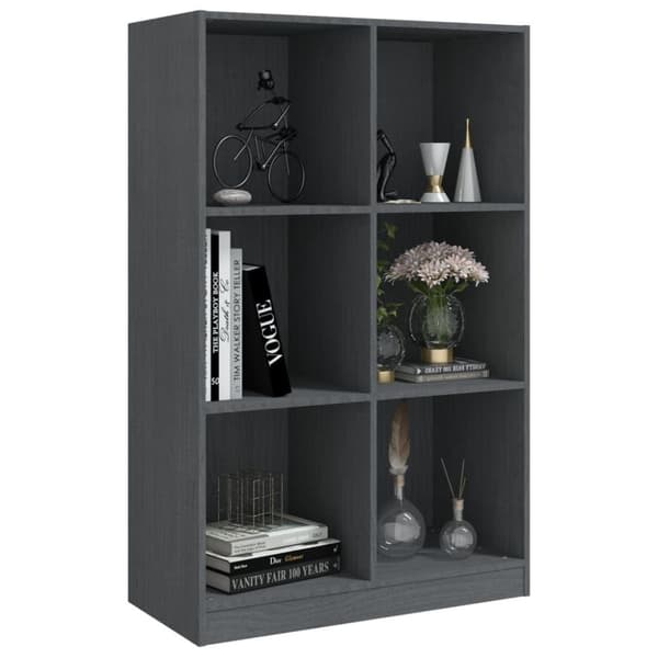 vidaXL Bokhylla grå 70x33x110 cm massiv furu