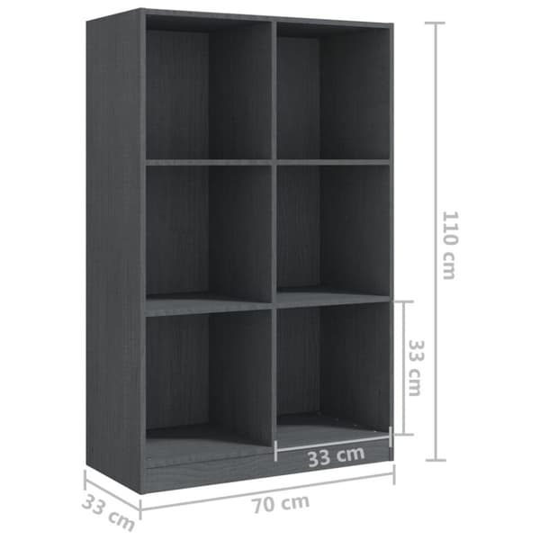 vidaXL Bokhylla grå 70x33x110 cm massiv furu