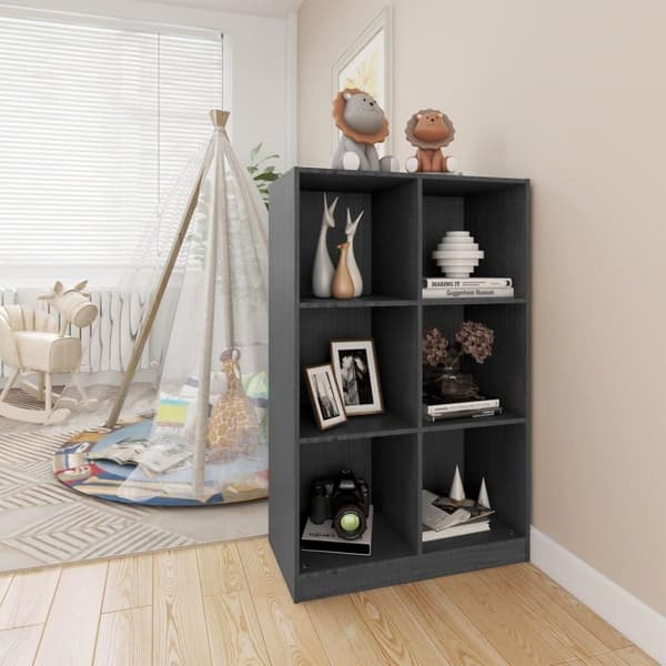 vidaXL bogreol 70x33x110 cm massivt fyrretræ grå