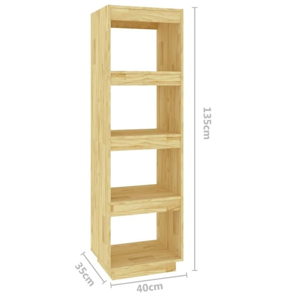 vidaXL bogreol/rumdeler 40x35x135 cm massivt fyrretræ