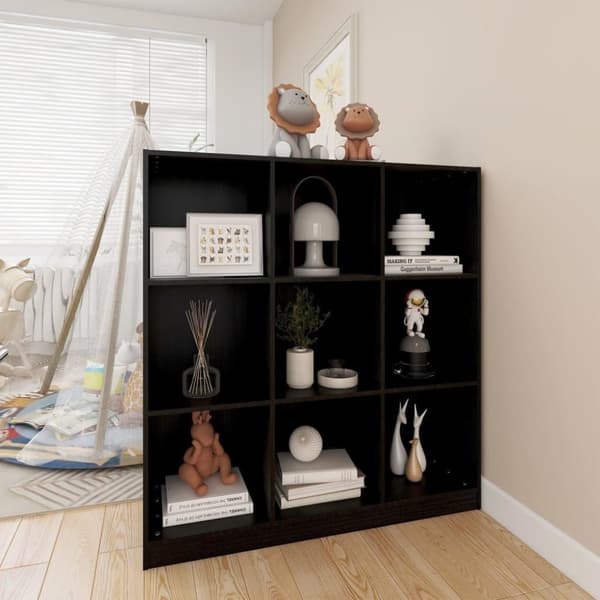 vidaXL bogskab/rumdeler 104x33,5x110 cm massivt fyrretræ sort