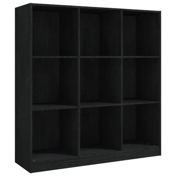 vidaXL Bokhylla/rumsavdelare 104x33,5x110 cm massiv furu svart