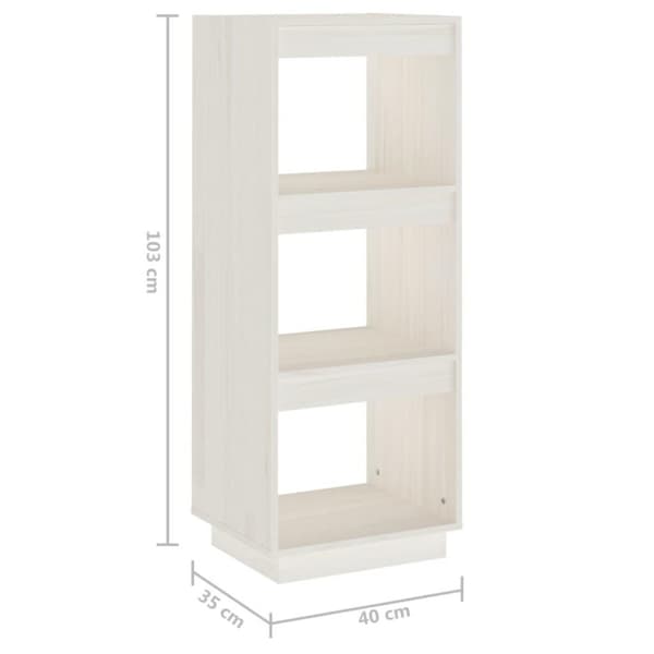 vidaXL bogreol/rumdeler 40x35x103 cm massivt fyrretræ hvid