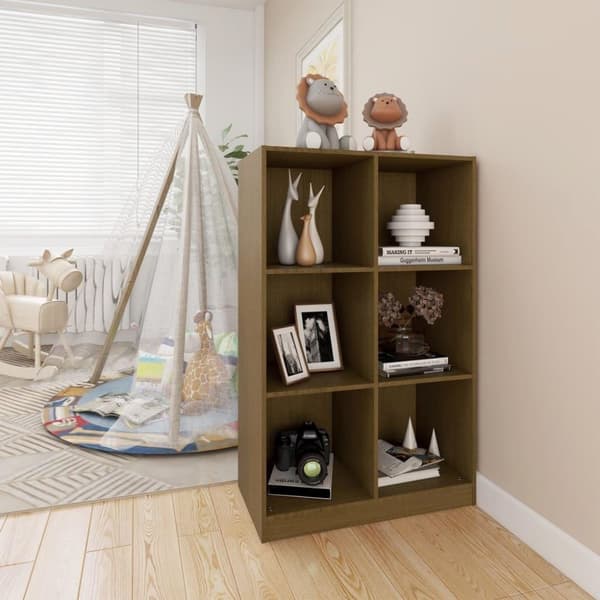 vidaXL bogreol 70x33x110 cm massivt fyrretræ gyldenbrun