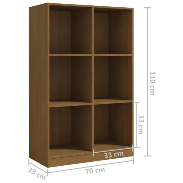 vidaXL bogreol 70x33x110 cm massivt fyrretræ gyldenbrun