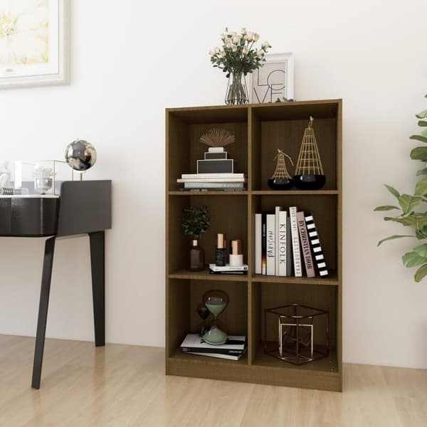 vidaXL bogreol 70x33x110 cm massivt fyrretræ gyldenbrun