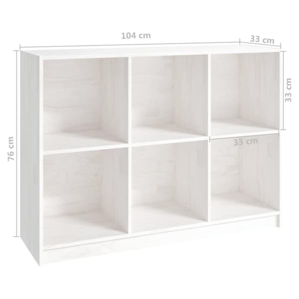 vidaXL Bokhylla vit 104x33x76 cm massiv furu