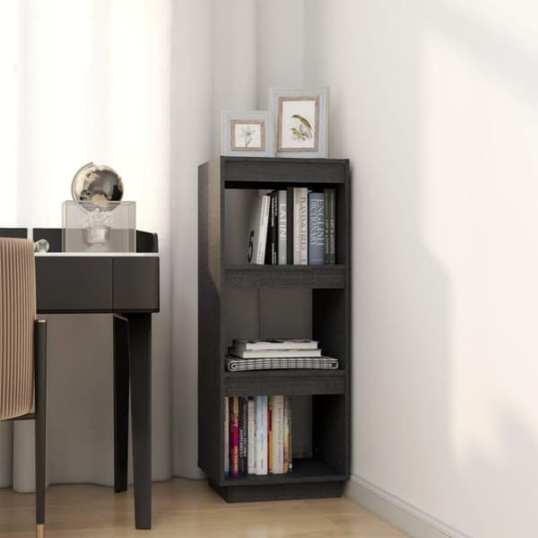 vidaXL bogreol/rumdeler 40x35x103 cm massivt fyrretræ grå