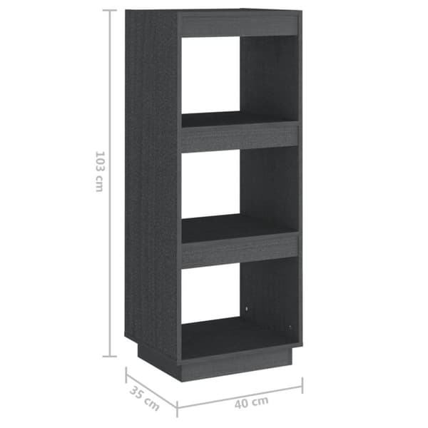 vidaXL bogreol/rumdeler 40x35x103 cm massivt fyrretræ grå