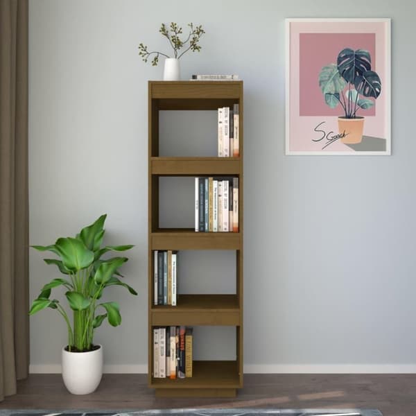 vidaXL bogreol/rumdeler 40x35x135 cm massivt fyrretræ gyldenbrun