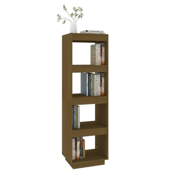 vidaXL bogreol/rumdeler 40x35x135 cm massivt fyrretræ gyldenbrun
