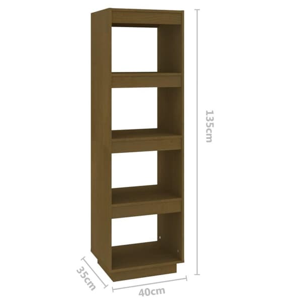 vidaXL bogreol/rumdeler 40x35x135 cm massivt fyrretræ gyldenbrun