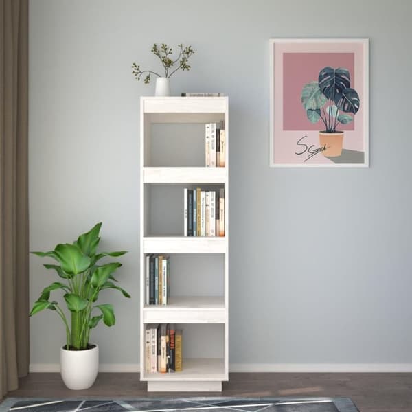 vidaXL bogreol/rumdeler 40x35x135 cm massivt fyrretræ hvid