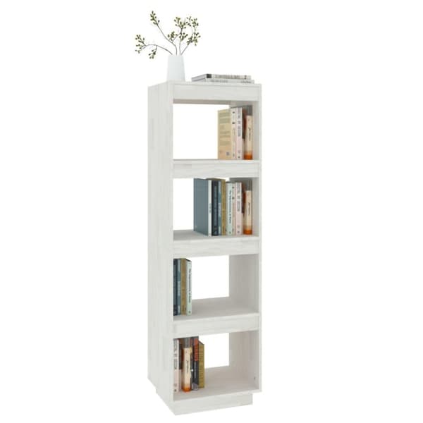 vidaXL bogreol/rumdeler 40x35x135 cm massivt fyrretræ hvid