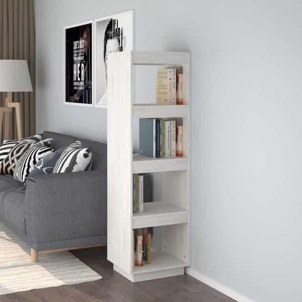 vidaXL bogreol/rumdeler 40x35x135 cm massivt fyrretræ hvid