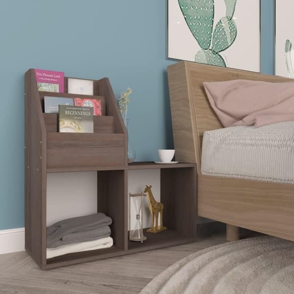 vidaXL Tidningsställ för barn grå och sonoma-ek 71x30x78,5cm spånskiva