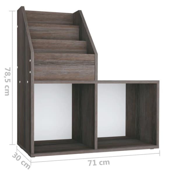 vidaXL Tidningsställ för barn grå och sonoma-ek 71x30x78,5cm spånskiva