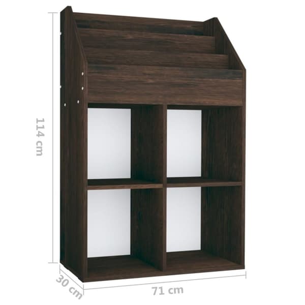 vidaXL Tidningsställ för barn rökig ek 71x30x114 cm spånskiva