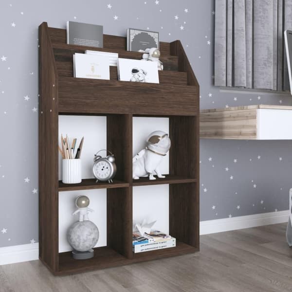 vidaXL Tidningsställ för barn rökig ek 71x30x114 cm spånskiva