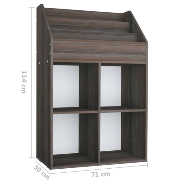 vidaXL Tidningsställ för barn grå och sonoma-ek 71x30x114 cm spånskiva