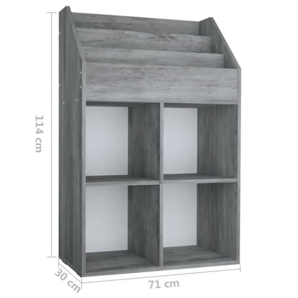 vidaXL Tidningsställ för barn betonggrå 71x30x114 cm spånskiva
