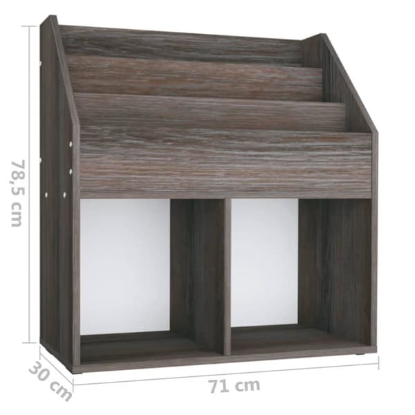 vidaXL Lasten lehtiteline harmaa/Sonoma-tammi 71x30x78,5 cm lastulevy