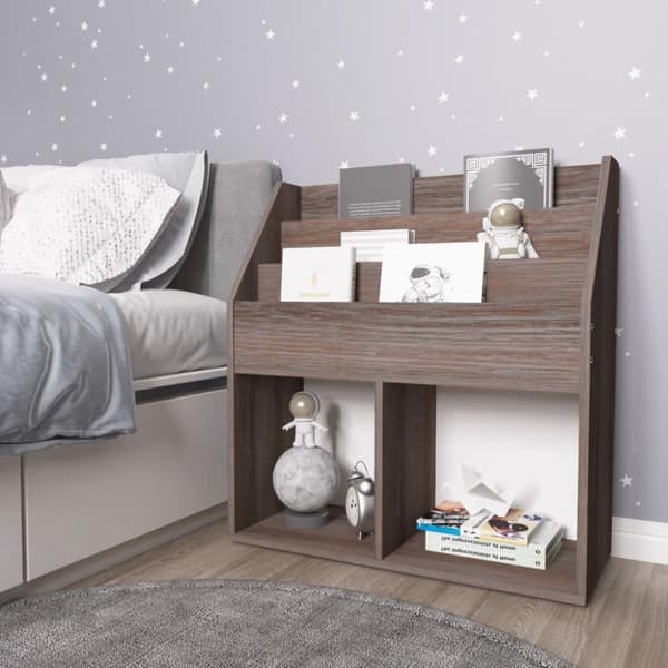 vidaXL Lasten lehtiteline harmaa/Sonoma-tammi 71x30x78,5 cm lastulevy