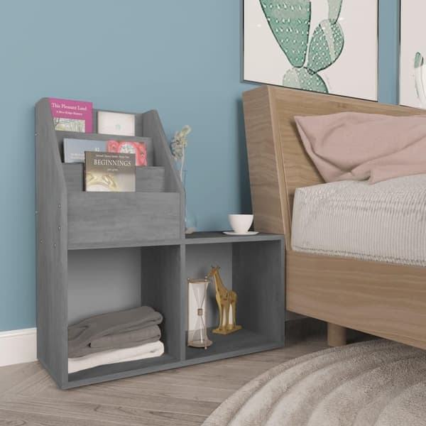 vidaXL Lasten lehtiteline betoninharmaa 71x30x78,5 cm lastulevy