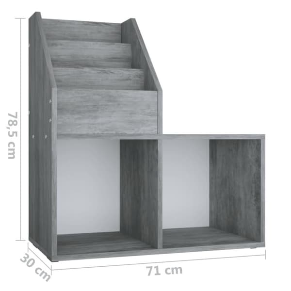 vidaXL Lasten lehtiteline betoninharmaa 71x30x78,5 cm lastulevy
