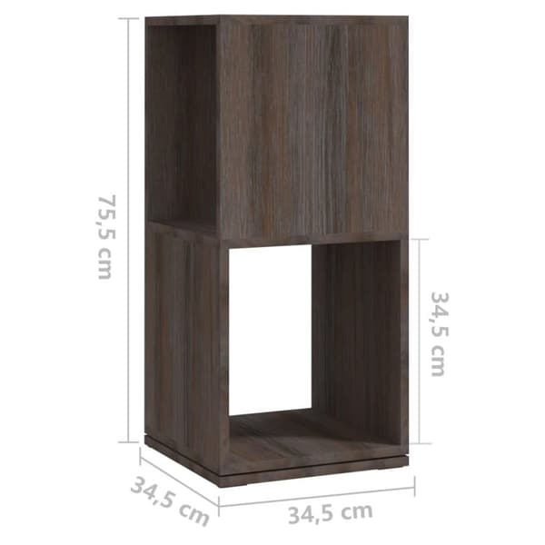 vidaXL drejelig reol 34,5x34,5x75,5 cm spånplade grå og sonoma-eg