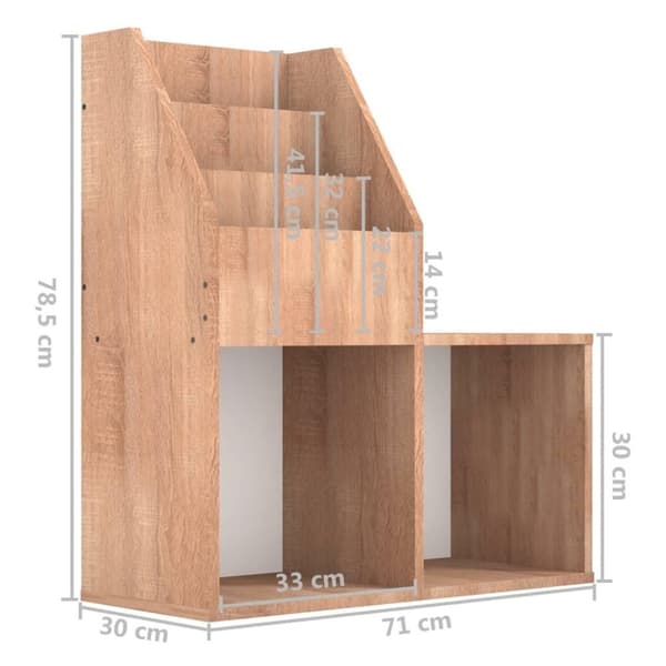 vidaXL Tidningsställ för barn sonoma-ek 71x30x78,5 cm spånskiva