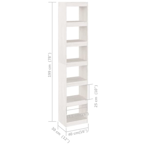 vidaXL bogreol/rumdeler 40x30x199 cm massivt fyrretræ hvid
