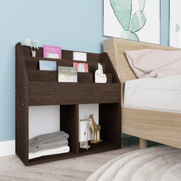 vidaXL magasinholder til børn 71x30x78,5 cm spånplade røget eg