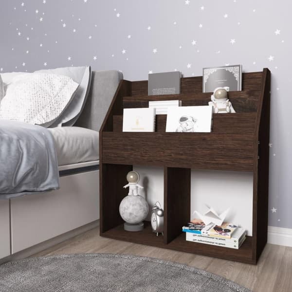 vidaXL magasinholder til børn 71x30x78,5 cm spånplade røget eg