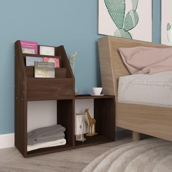 vidaXL Tidningsställ för barn rökig ek 71x30x78,5 cm spånskiva