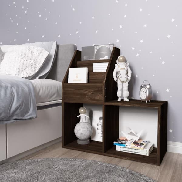 vidaXL Tidningsställ för barn rökig ek 71x30x78,5 cm spånskiva