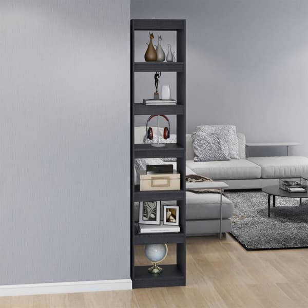 vidaXL bogreol/rumdeler 40x30x199 cm massivt fyrretræ grå