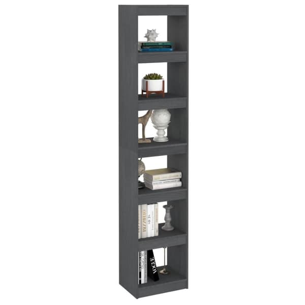 vidaXL bogreol/rumdeler 40x30x199 cm massivt fyrretræ grå